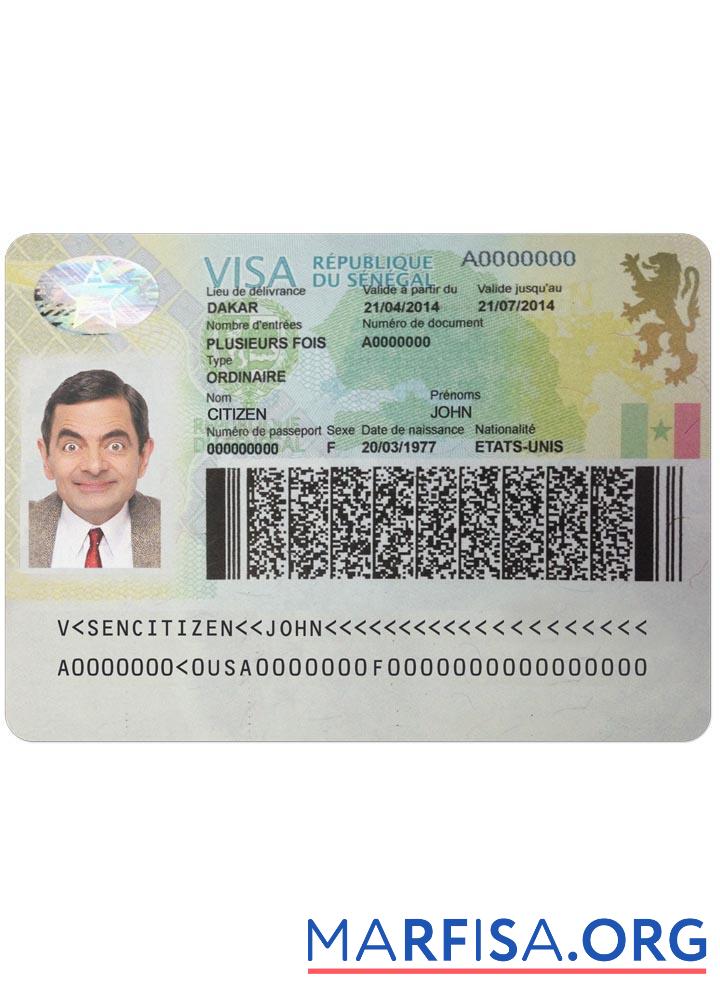 Realistic Senegal visa download for verification